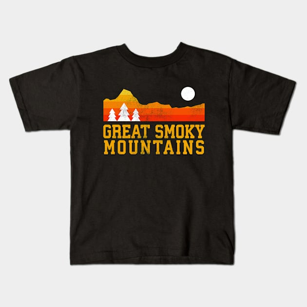 Great Smoky mountains national park retro vintage Kids T-Shirt by hardy 